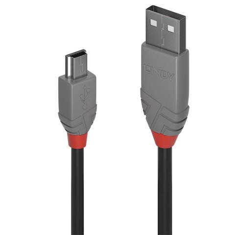 LINDY Kabel USB 2.0 LINDY Type A to Mini-B Cable, Anthra Line 0,5m Black