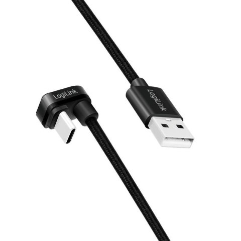 LogiLink Kabel USB 2.0 LogiLink CU0193 USB-C - USB-A, M/M, kątowy, czarny, 2m