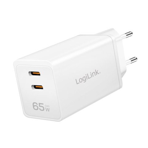 LogiLink Ładowarka sieciowa LogiLink PA0367 USB GaN, 65 W, 2x USB-C (PD 3.0/QC 4.0), biała