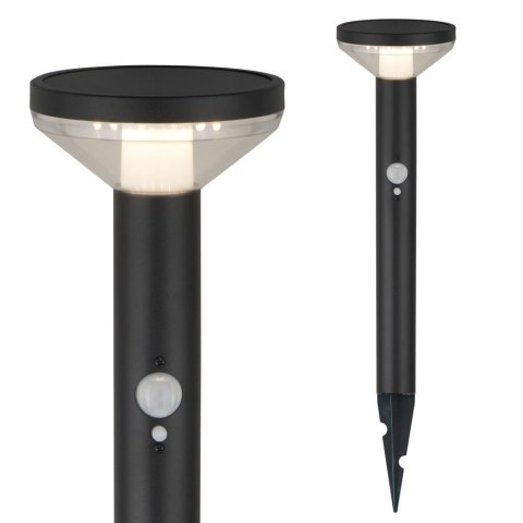 Maclean Lampa solarna LED z czujnikiem Maclean MCE465 B, czarna, IP44, 3 tryby świecenia, bateria Li-ion 18650 3,7V 1200 mAh, wbijana