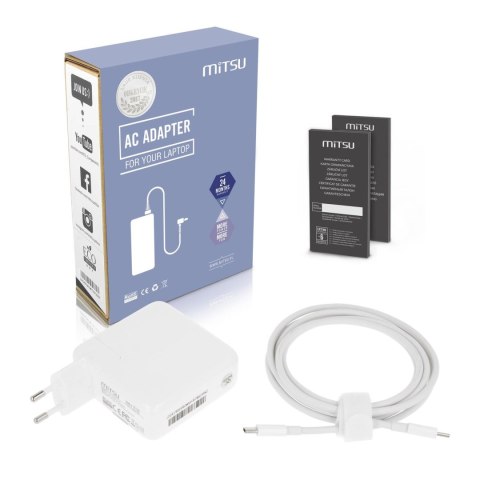 Mitsu Zasilacz sieciowy Mitsu 61W USB-C, USBC, 5-20.3V, 3A (white) do notebooka