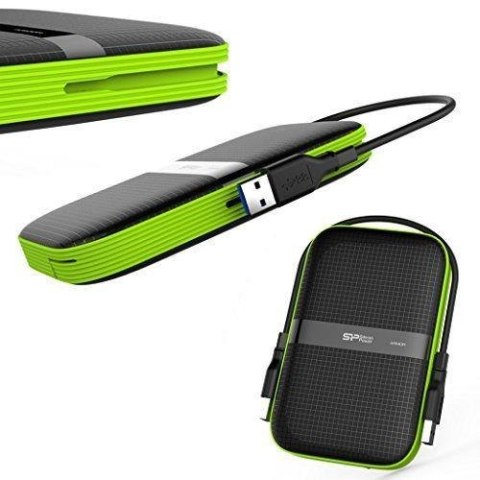 Silicon Power Dysk zewnętrzny Silicon Power ARMOR A60 2TB 2,5" USB 3.0 BLACK-GREEN/PANCERNY wstrząso/pyło i wodoodporny IPX4