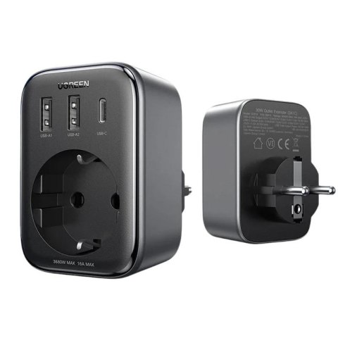 Ugreen Ładowarka sieciowa Ugreen CD314 90613 do 2x USB, 1x USB-C 30W + AC 3680W
