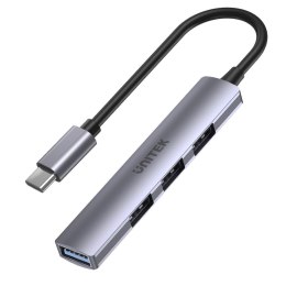 Unitek HUB USB-C Unitek H1208B 1xUSB-A 5 Gbps, 3xUSB-A 2.0 alu