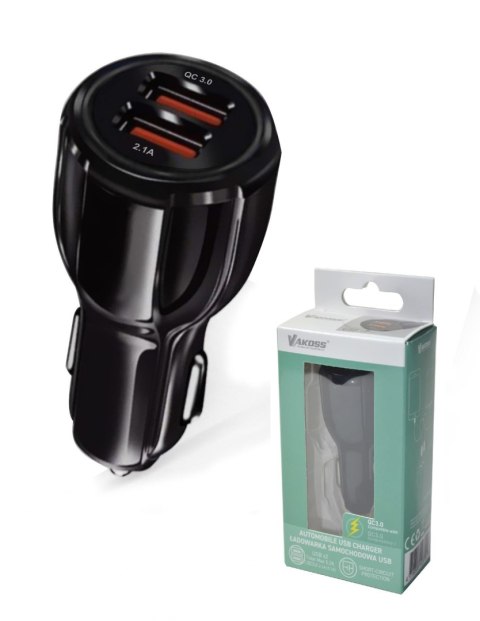 Vakoss Ładowarka samochodowa VAKOSS TP-3273UK 2xUSB, 5.2A, DC 12-24V czarna