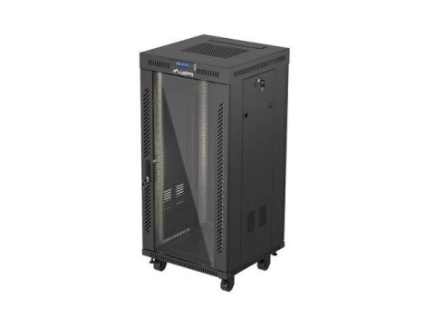 LANBERG Szafa instalacyjna Rack Lanberg stojąca 19" 24U 600x600 czarna drzwi przeszklone LCD (flat pack) V2