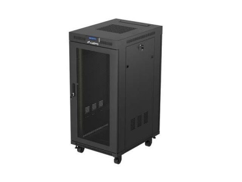 LANBERG Szafa instalacyjna Rack Lanberg stojąca 19" 24U 600x800 czarna drzwi perforowane LCD (flat pack) V2