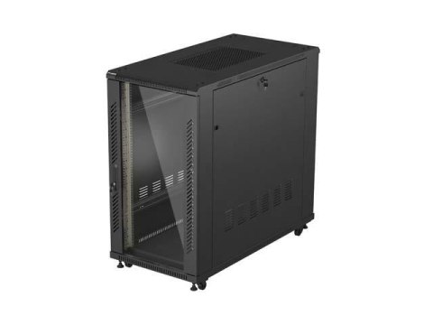 LANBERG Szafa instalacyjna Rack stojąca 19" 22U 600x1200 czarna drzwi przeszklone LCD Lanbeg (flat pack)