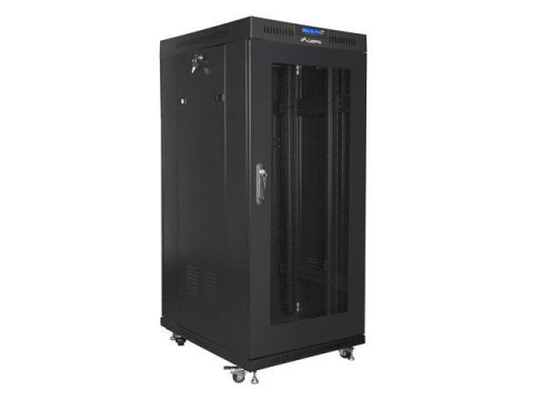 LANBERG Szafa instalacyjna Rack stojąca 19" 27U 600x800 czarna drzwi perforowane LCD Lanberg (flat pack)