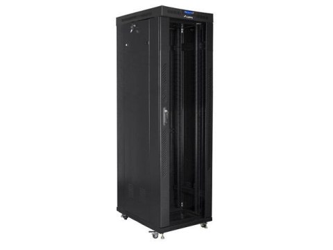 LANBERG Szafa instalacyjna Rack stojąca 19" 42U 600x1000 czarna drzwi szklane LCD Lanberg (flat pack)