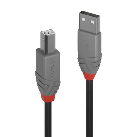 LINDY Kabel drukarkowy USB LINDY 2.0 A/M - B/M, Anthra Line 0,5m Czarny