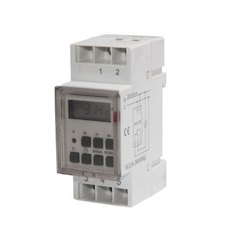Maclean Timer cyfrowy Maclean MCE09 na szynę DIN 10 programów 3600W max 156 programów