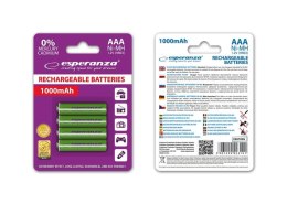 ESPERANZA Akumulatorki AAA Esperanza 1000mAh 4szt. zielone