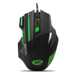 ESPERANZA Mysz przewodowa Esperanza MX201 Wolf optyczna Gaming 7D USB czarno-zielona