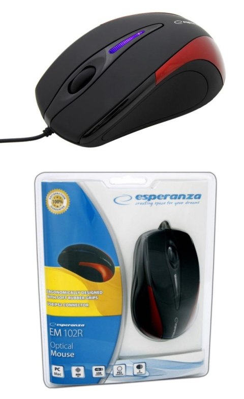ESPERANZA Mysz przewodowa Esperanza SIRIUS EM102R optyczna czerwona