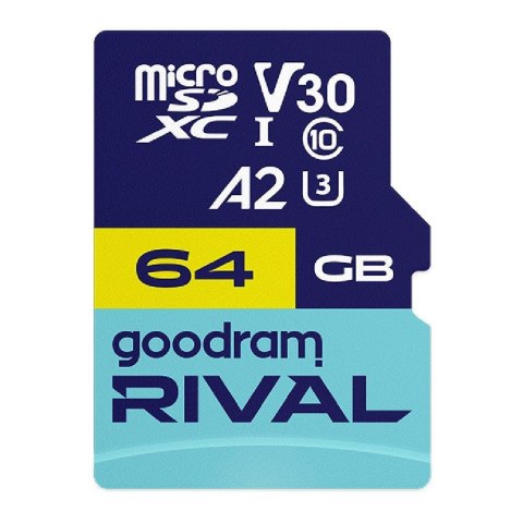 Goodram Karta pamięci microSDXC GOODRAM Rival 64GB UHS-I U3 V30 C10 A2 + adapter