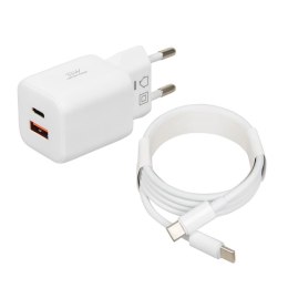 IBOX Ładowarka sieciowa iBOX C-42 USB A+C 33W kabel USB-C do USB-C biała