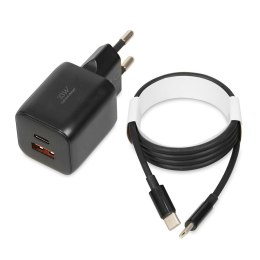 IBOX Ładowarka sieciowa iBOX C-42 USB A+C 33W kabel USB-C do USB-C czarna