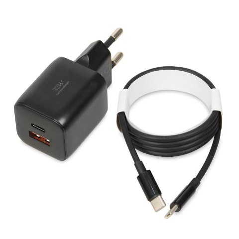 IBOX Ładowarka sieciowa iBOX C-42 USB A+C 33W kabel USB-C do USB-C czarna