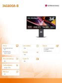 LG Electronics Monitor gamingowy 34G600A-B 34 cale WQHD UltraGear 160Hz
