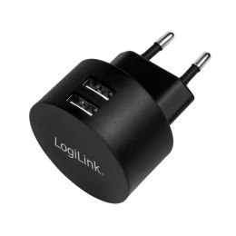 LogiLink Ładowarka sieciowa LogiLink PA0218 USB 10,5 W, okrągła, 2x USB-A, czarna