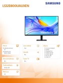 Samsung Monitor 32 cali ViewFinity S80UD VA 3840x2160 UHD 16:9 1xHDMI 1xDP 1xUSB-C 90W 3xUSB-A 5ms PinP/PbyP 60Hz HAS+PIV płaski 3YOn-S