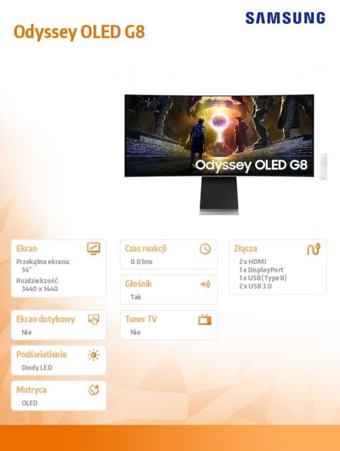 Samsung Monitor gamingowy 34 cale LS34DG850SUXDU