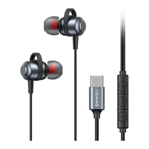 USAMS Słuchawki z mikrofonem Usams EP-48 stereo USB-C szare