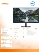 Dell Monitor U3226Q 32 cale QD-OLED 4K UHD (3840x2160)/16:9/2xHDMI/DP/3xUSB/3xUSB-C/2xThunderbolt/RJ45/3Y