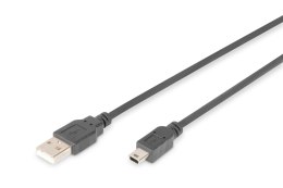 Digitus Kabel USB DIGITUS 2.0 A/M - mini B/M, 1m czarny