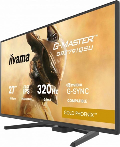 IIYAMA Monitor 27 cali GB2791QSU-B1 0.6ms, DP, 2xHDMI 2.1, 320Hz, Fast IPS, WQHD, 350 cd/m2, USB HUB x4