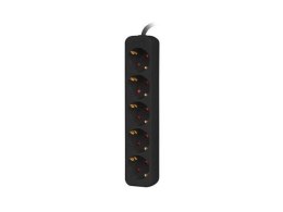 LANBERG Listwa przedłużacz Lanberg 1,5m czarna 5x 230V Schuko, kabel wykonany z pełnej miedzi
