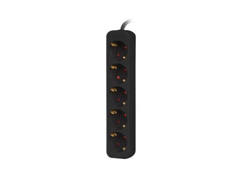 LANBERG Listwa przedłużacz Lanberg 1,5m czarna 5x 230V Schuko, kabel wykonany z pełnej miedzi