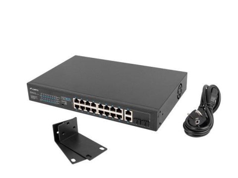 LANBERG Switch niezarządzalny Lanberg 16x 100Mb PoE+/2x Combo Rack 19" Gigabit Ethernet 250W