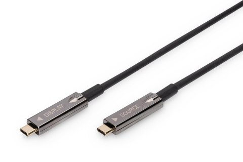 Digitus Kabel DIGITUS połączeniowy hybrydowy AOC Audio-Video 4K60Hz USB Typ C - Typ C (DP Alternate Mode) M/M 10m