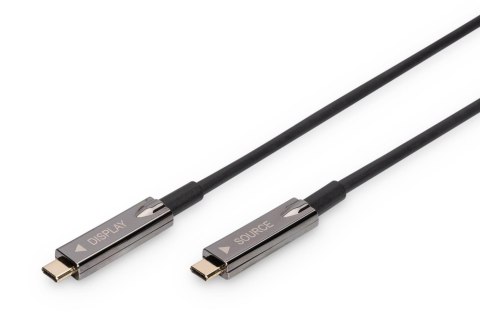 Digitus Kabel DIGITUS połączeniowy hybrydowy AOC Audio-Video 4K60Hz USB Typ C - Typ C (DP Alternate Mode) M/M 15m