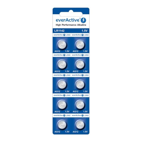 Everactive Bateria alkaliczna mini everActive AG12 G12 LR1142 LR43 - blister 10 sztuk