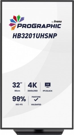 IIYAMA Monitor 31.5 cala ProGraphic HB3201UHSNP-B1 4K,IPS BLACK 2.0,450cd,VESA USB-c dock(PD:96W),HDMI,DP,DAISY/CHAIN,4xUSB,RJ45,3000:1