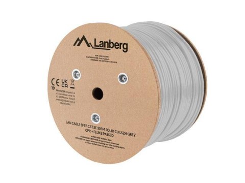 LANBERG Kabel LAN SFTP Lanberg Kat.5E 305M Drut CU LSZH CPR+ Fluke Passed szary