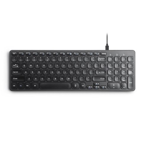 Perixx Klawiatura przewodowa Perixx PERIBOARD-215 scissor, ultra-flat, czarna, 4x HUB (2x USB-A, 2x USB-C)