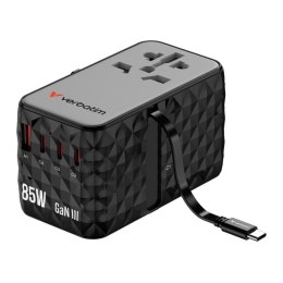 Verbatim Adapter podróżny Verbatim Charge 'n' Travel GaN III globalny 4xUSB-C PD 3.0 QC 4+ 70W, 1xUSB-A QC 4+ 60W