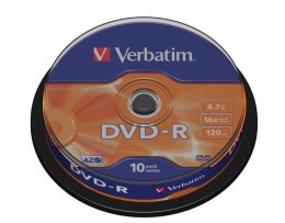Verbatim Płyty DVD-R Verbatim x16 4.7GB Matt Silver (Cake 10)