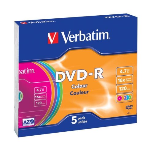 Verbatim Płyty DVD-R Verbatim 16x 4.7GB (Slim 5) COLOUR