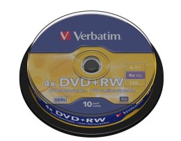 Verbatim Płyty DVD+RW Verbatim 4x 4.7GB Matt Silver (cake 10)