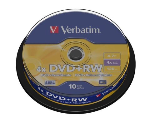 Verbatim Płyty DVD+RW Verbatim 4x 4.7GB Matt Silver (cake 10)