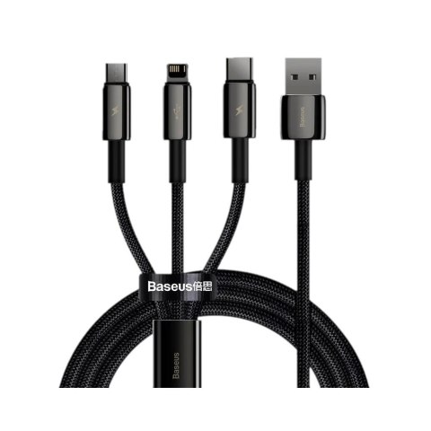 Baseus Kabel przewód USB 3w1 - USB-C, Lightning, micro USB 1.5m Baseus Tungsten Gold CAMLTWJ-01 do 3.5A