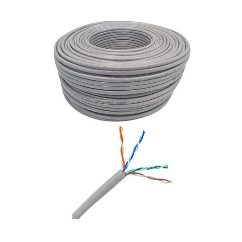 NETRACK Kabel sieciowy skrętka LAN Netrack cat 5e UTP, szary, 100m , CCA