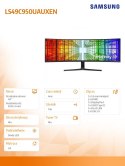 Samsung Monitor 49 cali ViewFinity S95UC VA 5120x1440 DQHD 32:9 2xHDMI 1xDP 1xUSB-C (90W) 3xUSB 3.0 LAN 5ms PinP/PbyP 120Hz HAS gł. zakr
