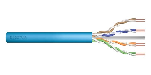 Digitus Kabel teleinformatyczny instalacyjny DIGITUS kat.6A, U/UTP, B2ca, drut, AWG 23/1, LSOH, 500m, niebieski, szpula