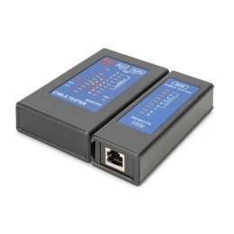 Digitus Tester DIGITUS kabli sieciowych i komunikacyjnych LED, kat.5e-kat.6A, (RJ45, RJ12, RJ11), Auto-Scan z PoE